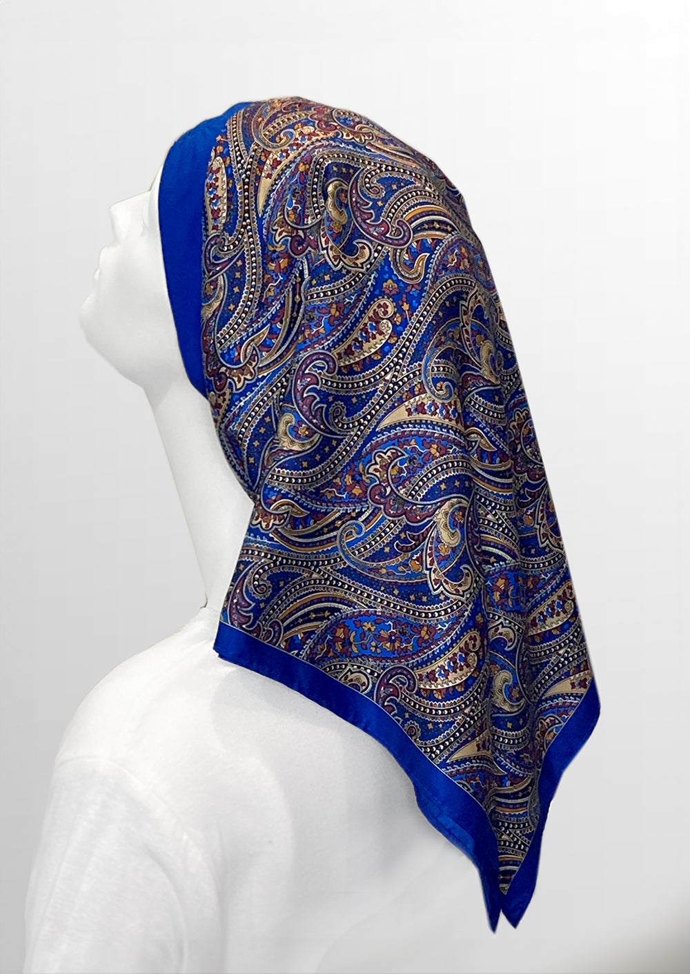 Retro Kerchief Headscarf ~ Blue  Paisley