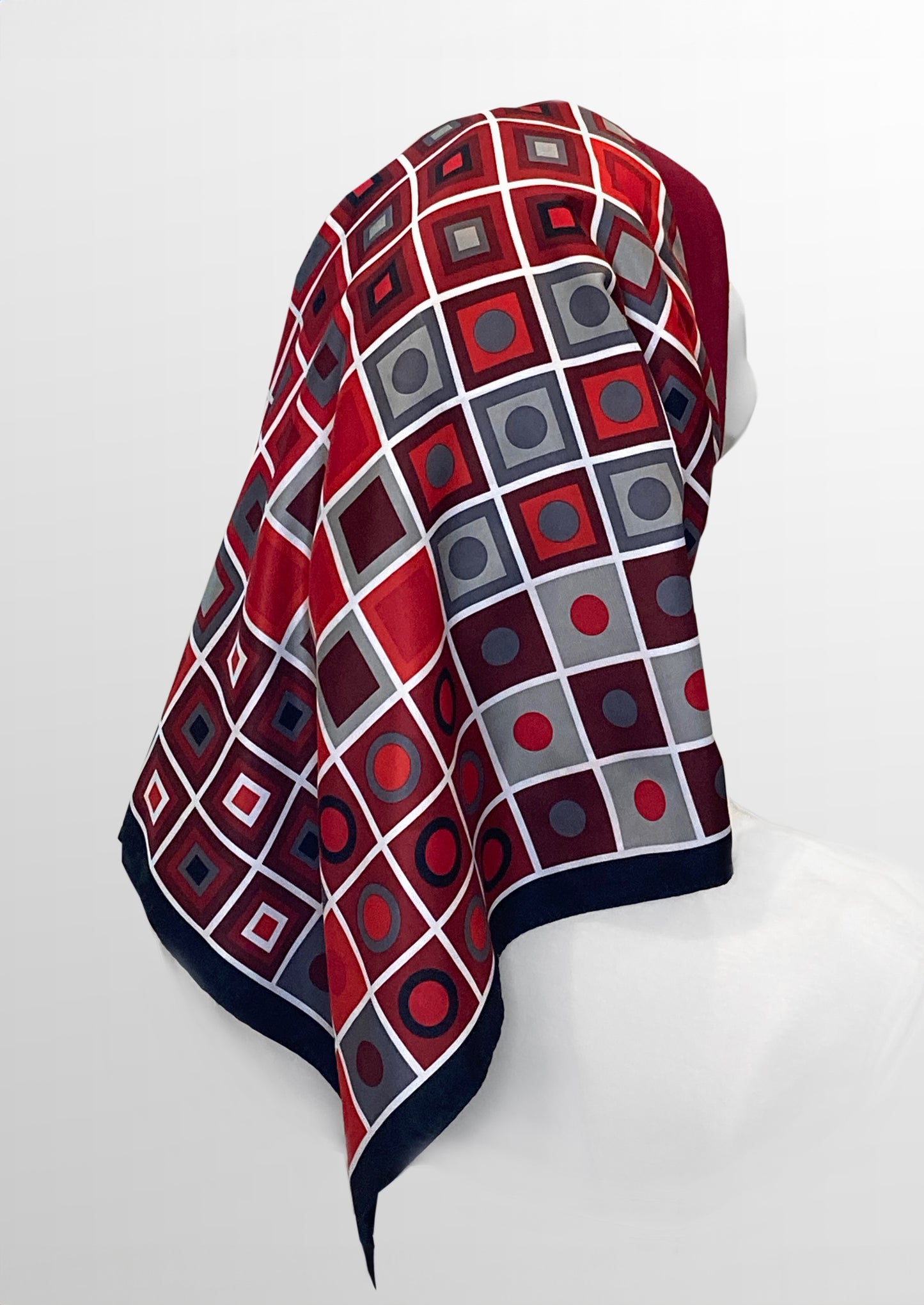 Retro Kerchief Headscarf ~Ruby Geometric