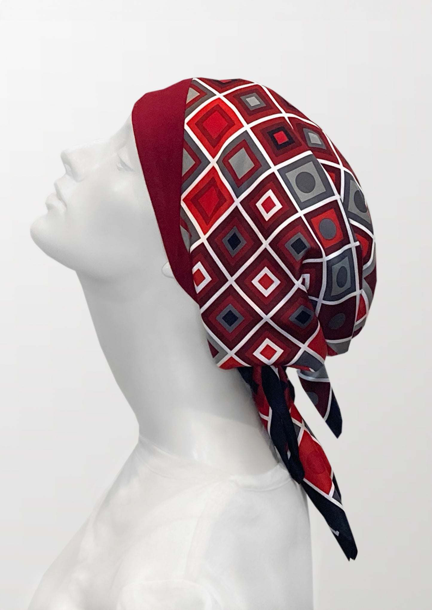 Retro Kerchief Headscarf ~Ruby Geometric